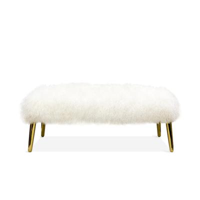 毛絨梳妝凳子Large Mongolian Lamb Bench臥室床尾凳客廳沙發(fā)凳