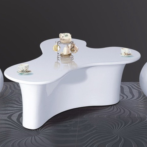 簡約時(shí)尚玻璃鋼白色圓弧三角洽談桌 戶外時(shí)尚餐桌 Y字咖啡桌