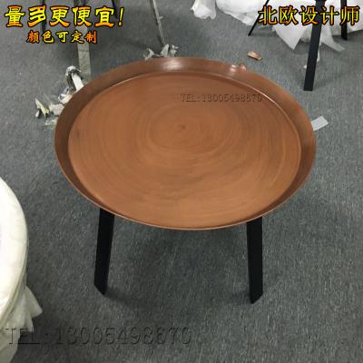 實(shí)物現(xiàn)貨五金鐵制/不銹鋼圓盤(pán)創(chuàng)意邊幾稻殼茶幾客廳現(xiàn)貨酒吧店樣品房餐廳