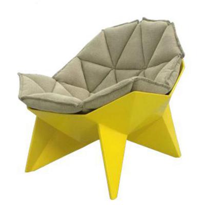 黃色款玻璃鋼鉆石lounge chair不規(guī)則菱形躺椅單人接待洽談椅