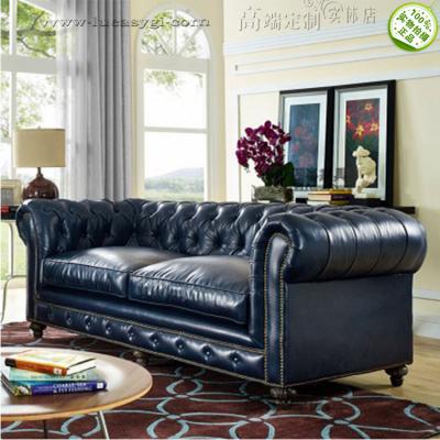 歐式美式雙人位沙發(fā) 高端個(gè)性復(fù)古家具顏色面料定制 實(shí)木腳酒店家用