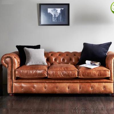 歐式美式三人位沙發(fā) 高端個(gè)性復(fù)古家具顏色面料定制 實(shí)木腳酒店家用