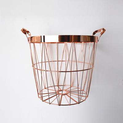 玫瑰金收納籃家居收納筐鐵藝 北歐攝影裝飾擺件 大師家具設(shè)計(jì)網(wǎng)