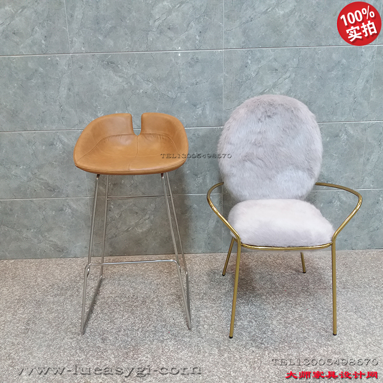 U盤(pán)不銹鋼吧椅  玻璃鋼內(nèi)架 顏色面料可定制 北歐家具1比1高端定制