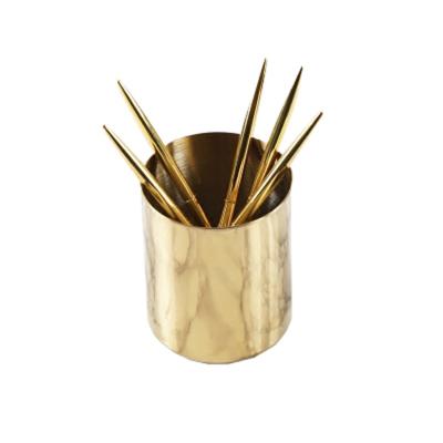 北歐丹麥設(shè)計(jì) 黃銅金色筆筒美式田園花瓶樣板房擺件化妝刷筒 家具飾物