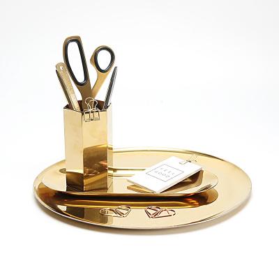 北歐設(shè)計(jì) 金色剪彩盤(pán)婚慶托盤(pán) 點(diǎn)心水果盤(pán)裝飾盤(pán)茶幾燭臺(tái)圓盤(pán) 規(guī)格顏色可定制