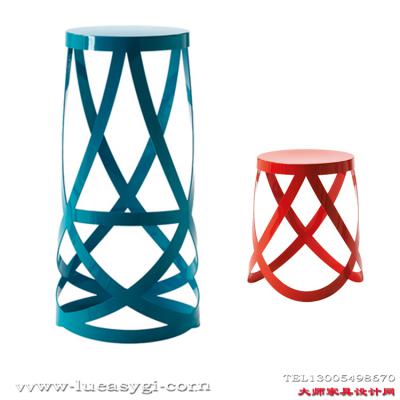 創(chuàng)意設(shè)計師家具  五金彩色電鍍烤漆絲帶吧凳 酒吧前臺休閑吧凳