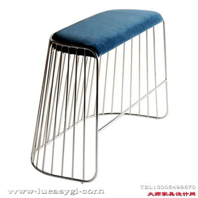 北歐創(chuàng)意設(shè)計師家具 304不銹鋼電鍍雙座矮凳 新娘的面紗雙人凳