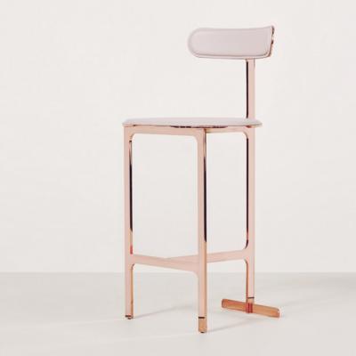 高端家具玫瑰金 吧臺椅 樣板房咖啡廳酒吧椅金屬椅子設計師復刻版 金屬電鍍超纖皮