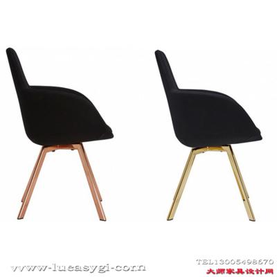 北歐餐椅金屬腳高背單椅現(xiàn)代簡(jiǎn)約布藝書(shū)桌電腦椅 面料顏色可定制 高端家具