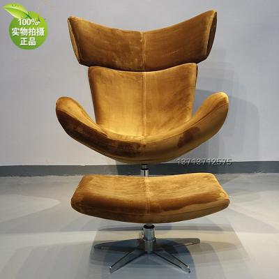 北歐設(shè)計師休閑半躺椅伊木拉 布藝絨布 腳踏 不銹鋼玻璃鋼架穩(wěn)固