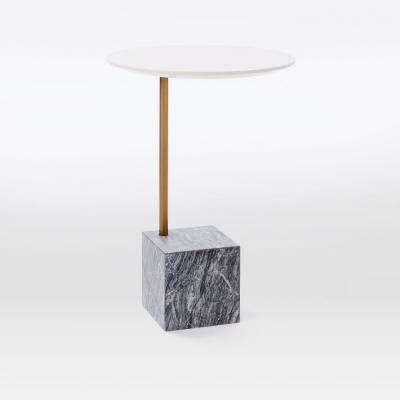 Cube C-Side Table - White/Gray Marble 立方體c邊桌-白色/灰色大理石 實(shí)木不銹鋼電鍍銅色 茶幾邊幾角幾