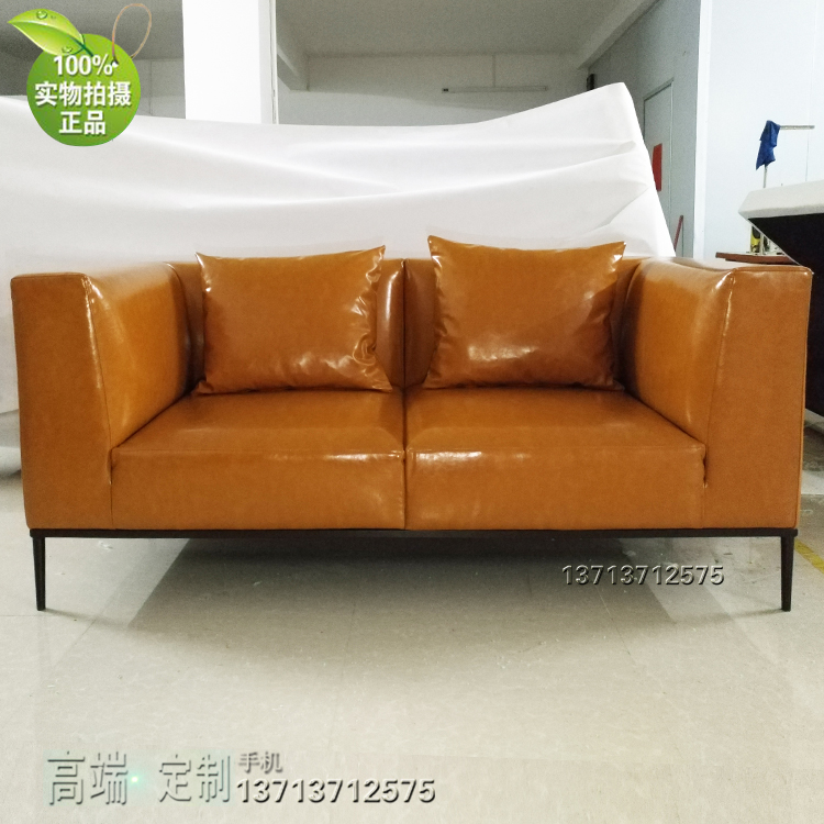 雙人PU沙發(fā)仿真皮 北歐設(shè)計(jì)師 簡(jiǎn)潔五金辦公酒店會(huì)所 家用商用