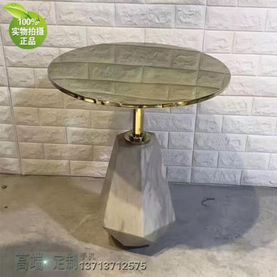北歐簡(jiǎn)潔輕奢家具邊茶幾 不銹鋼鏡面大理石多邊形腳 別墅異形菱形 大全