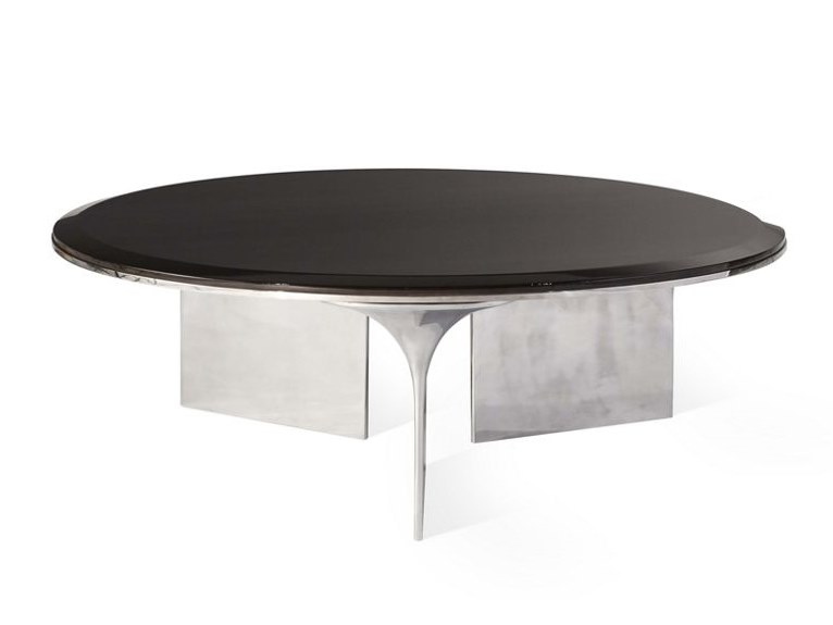 航母餐桌茶幾不銹鋼大理石 ALTO Round coffee table aluminium and wood