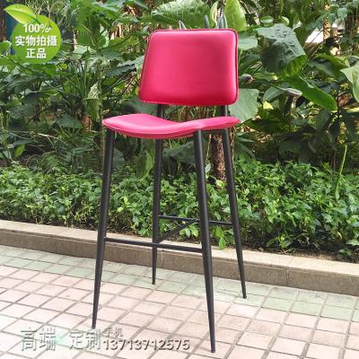 北歐設(shè)計方管縮管圓形變小 五金異形酒吧高腳椅子 吧椅 布藝皮革