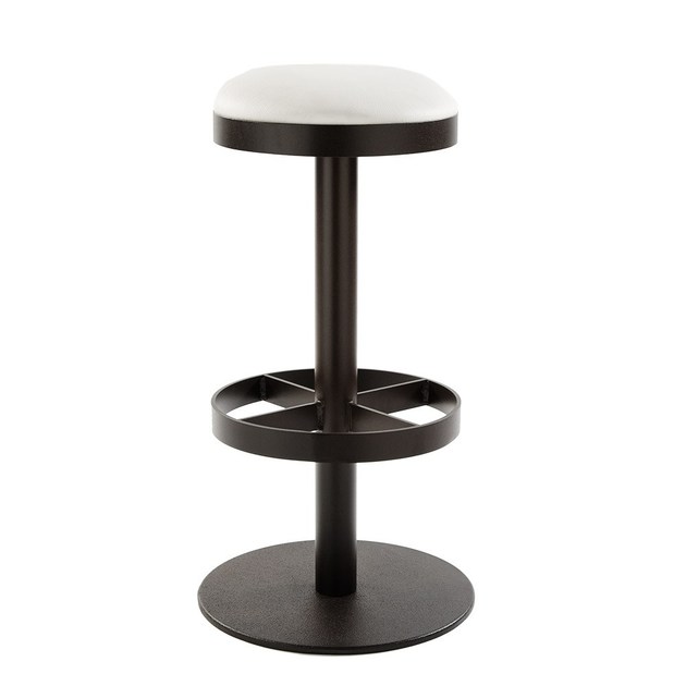 不銹鋼電鍍 鐵烤漆 酒吧椅 圓形架高腳吧椅 絨毛布藝軟包座墊  Vela Arredamenti