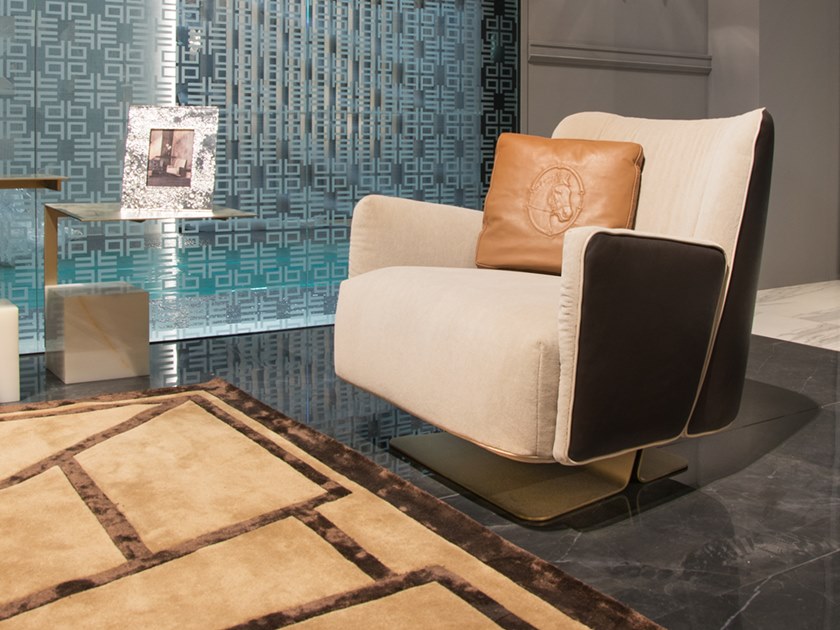 皮質(zhì)扶手椅休閑椅 不銹鋼電鍍五金腳架Formitalia SUNRISE Deerskin armchair