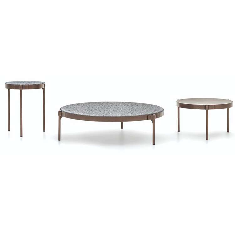 新品 Minotti TAPE CORD OUTDOOR 茶幾 設計者Tape Cord Outdoor 不銹鋼電鍍銅色茶幾花園扣