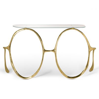 伊始貝莎列儂桌案邊桌桌子 玄關(guān)桌 眼鏡桌子 音樂 不銹鋼電鍍黃銅