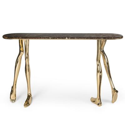 門羅控制臺桌案五金不銹鋼拋光黃銅電鍍帝王大理石青色石材