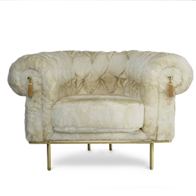 英國沙發(fā)皇宮貴族電鍍金色拉扣 高檔高端絨布藝沙發(fā)切斯特菲爾德扶手椅單人沙發(fā)綿羊