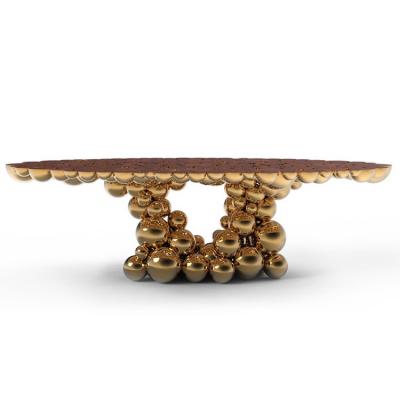 Boca do Lobo Newton dining table牛頓桌子奢華高質(zhì)量鍍金球體黃銅半球 餐桌辦公會議大班桌