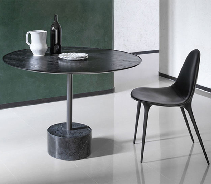 意大利設(shè)計(jì) 9圓桌卡西納大理石鐵底座基座 實(shí)木桌面大理石桌面 餐桌茶幾