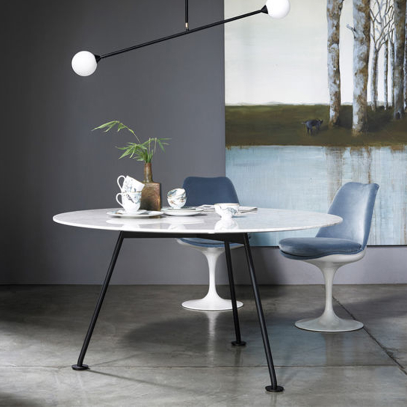 意大利  皮埃爾? 里梭尼 蚱蜢高圓桌五金鐵烤漆不銹鋼電鍍腳 實(shí)木大理石桌面餐椅茶幾
