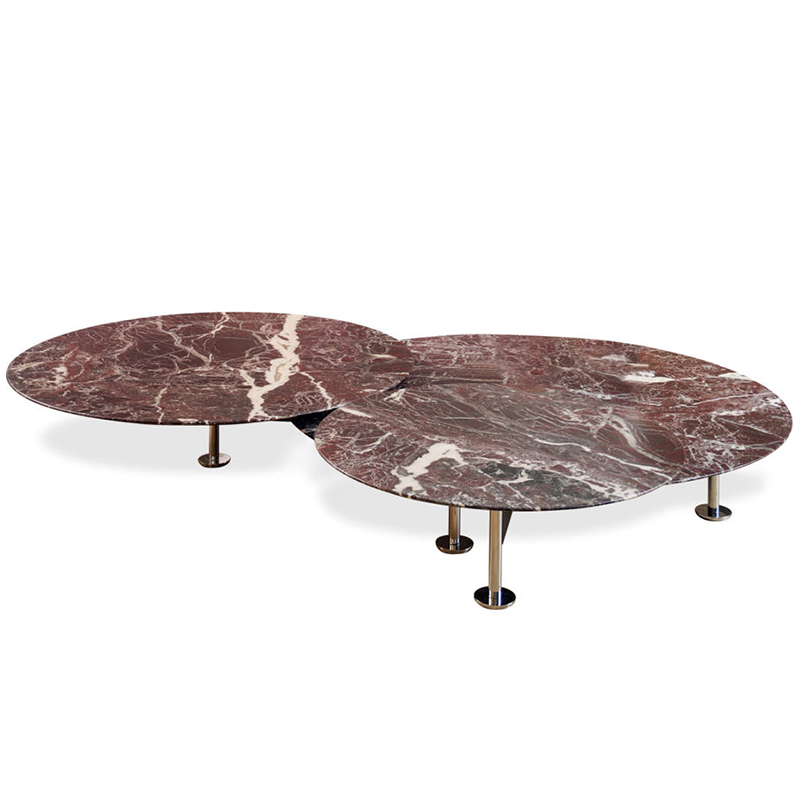 意大利 皮埃爾? 里梭尼 蚱蜢低三重圓桌五金鐵烤漆不銹鋼電鍍腳 實(shí)木大理石桌面餐椅茶幾