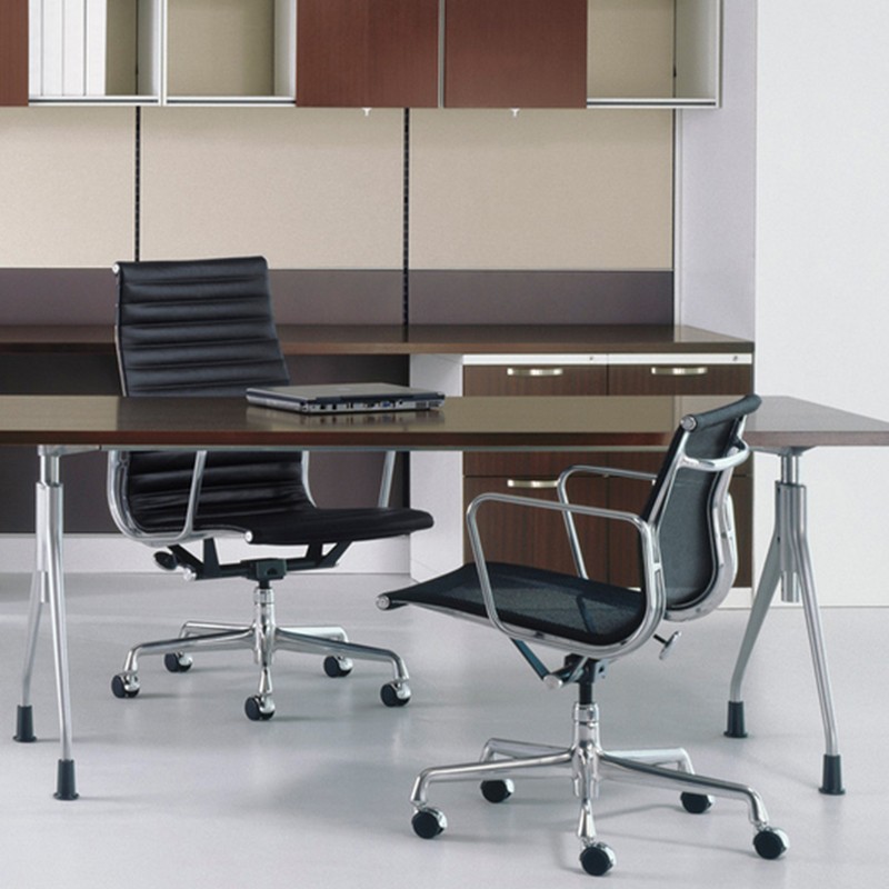 ?埃伊姆斯鋁組椅鋁合金老板椅 不銹鋼可轉(zhuǎn)腳設(shè)計師轉(zhuǎn)椅高背真皮軟包電腦椅 休閑椅行政會議椅