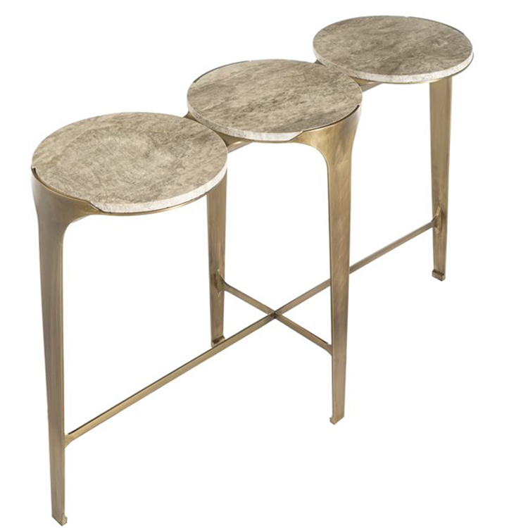 ENNE 海洋玄關(guān)桌 莫里吉奧曼卓尼海底元素桌子  吧椅兩用 裝飾置物桌 不銹鋼電鍍銅色大理石實木桌