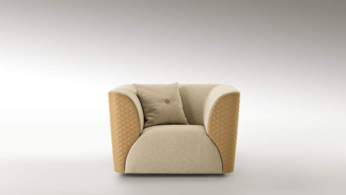 賓利家具波多貝羅扶手椅 單人位帶靠頭 大號(hào)單人沙發(fā)休閑椅 皮革布藝