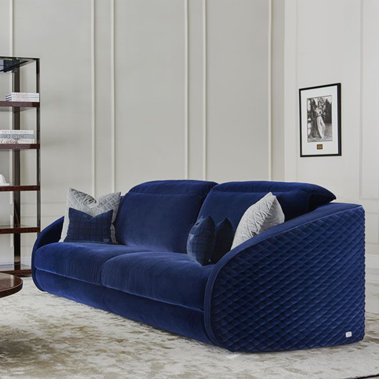 英國(guó)賓利家具梅爾羅斯沙發(fā) 藍(lán)色布藝皮質(zhì)BENTLEY HOME MELROSE SOFA 雙人三人沙發(fā)