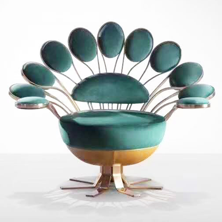 Visionnaire Around 意大利意式 設(shè)計(jì)師帥酷 孔雀椅休閑椅不銹鋼金色輕奢 動(dòng)物椅