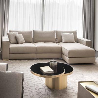 意大利RUGIANO L型帶貴妃多人組合沙發(fā) 不銹鋼五金實(shí)木大理石 布藝皮質(zhì)真皮三人四人多人沙發(fā)定制
