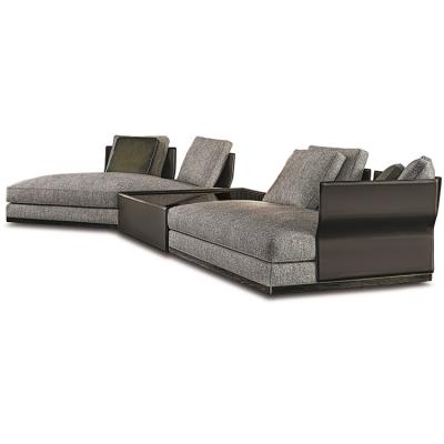 意大利Minotti  Rodolfo Dordoni  WEST SADDLE-HIDE  sofa 模塊帶不銹鋼銅色實(shí)木茶幾沙發(fā)組合兩用家具