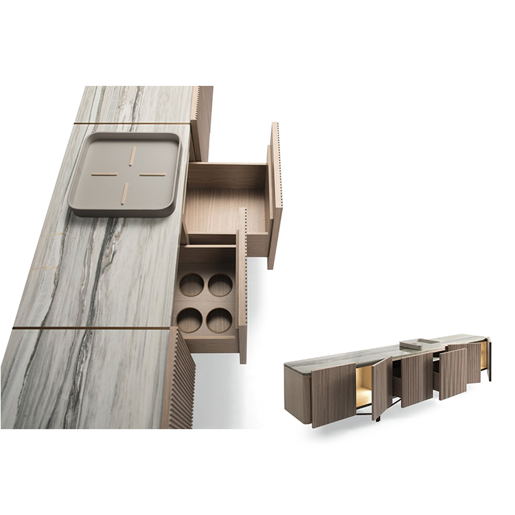 新品上市 意大利giorgetti Carlo Colombo 不銹鋼鍍金銅五金金屬 實(shí)木條紋電視柜置物柜