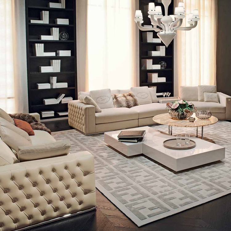 意大利芬迪家具 fendi casa PLAZA SOFA 不銹鋼布藝皮革真皮超纖皮 家用商用拉扣沙發(fā)