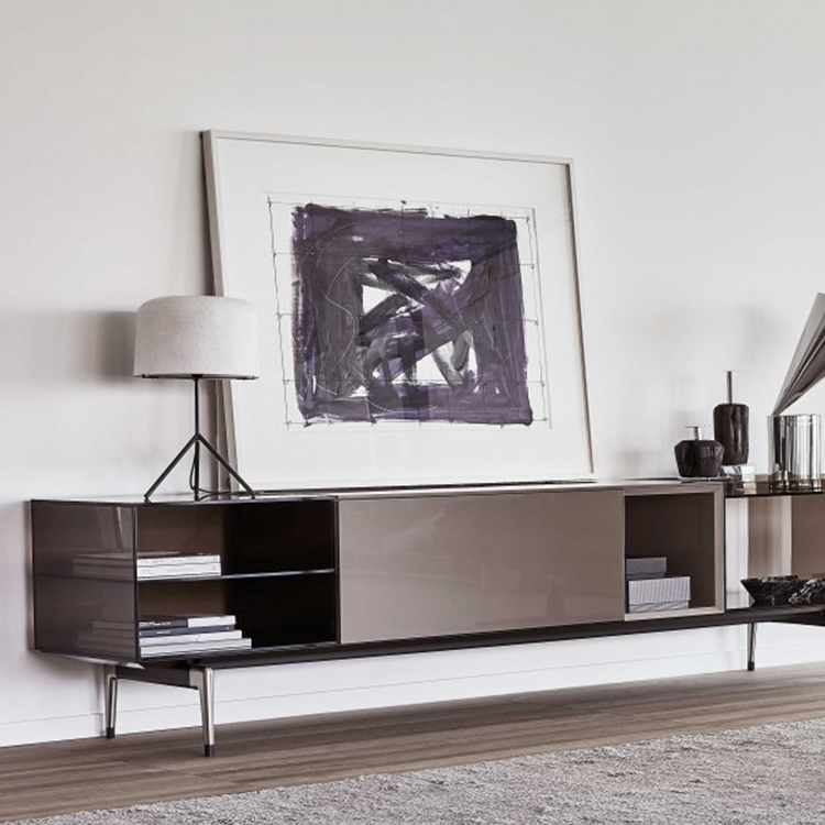 意大利 flexform 金屬實(shí)木玻璃電視柜 JEREMY Sideboard餐具柜?