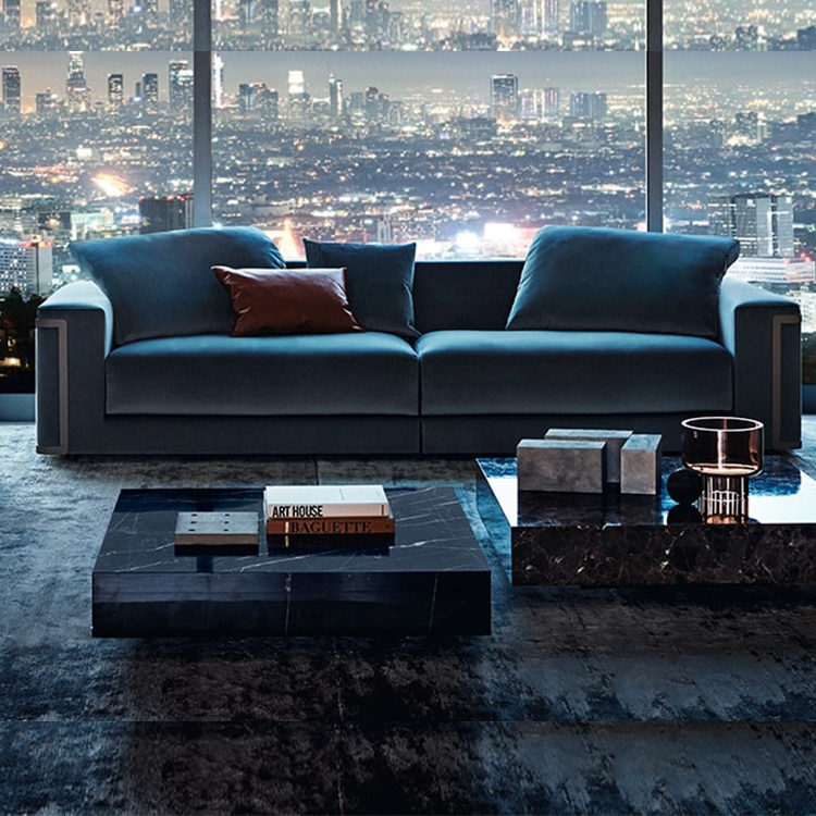 意大利芬迪·卡薩FENDI CASAMontgomery深藍(lán)布質(zhì)四人沙發(fā)