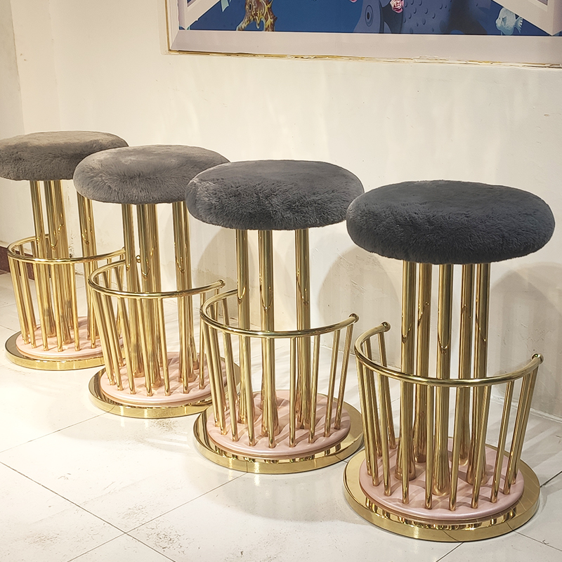 挑戰(zhàn)藝術(shù)時(shí)尚裝飾 Andy Warhol Ottiu High stool 高腳吧椅不銹鋼花朵花蕊椅