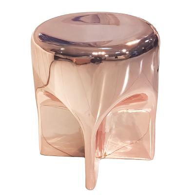 玻璃鋼電鍍不銹鋼銅色圓形凳子茶幾兩用 簡約現(xiàn)代矮凳 客廳酒店