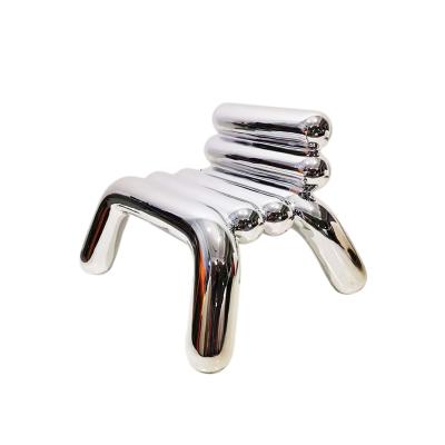 實物 意大利設(shè)計師 輕奢后現(xiàn)代不銹鋼玻璃鋼電鍍藝術(shù)椅子