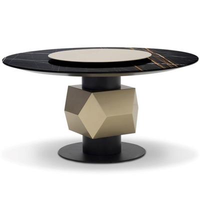 意大利Tonino Lamborghini Casa蘭博基尼餐桌子 不銹鋼菱形腳基 大理石實木桌面 酒店家用商用會所鍍金銅色大班桌子家具