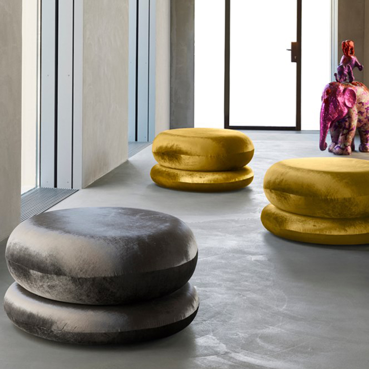 Quinti Sedute  BUBBLE意大利昆蒂·泡泡凳子金色墊子 東南亞日本 布藝圓柄雙層食品造型墩