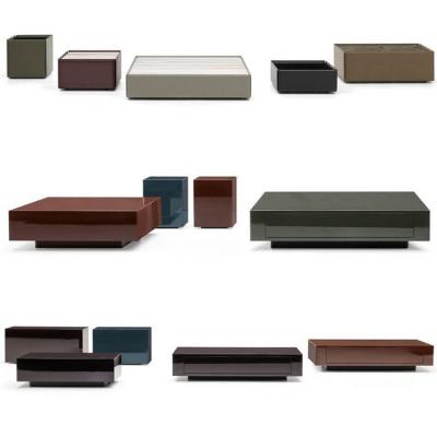 六款 意大利米諾蒂Rodolfo Dordoni設計茶幾 不銹鋼五金皮革實木大理石鋼化玻璃亞克力桌子邊幾床頭柜