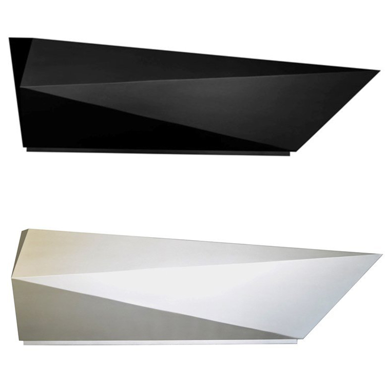 Albania VIP Saloti  阿爾巴尼亞貴賓希望前臺桌子 玻璃鋼鍍金 木漆色幾何線形桌