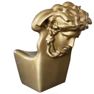 范思哲VERSACE意大利奢侈品 玻璃鋼鍍金色銀色彩色休閑椅躺椅  雕塑藝術(shù)工藝品 人頭像家具