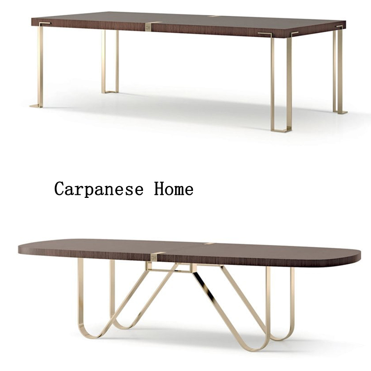 Carpanese Home 四款長桌辦公桌大班桌餐桌 新款 不銹鋼電鍍金色實木